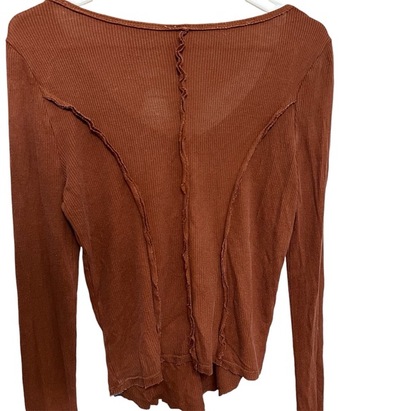 Urban outfitters out from under burnt orange longe sleeve henley top size large - Picture 4 of 5